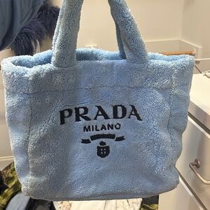 Prada Logo-Print Terry-Cloth Tote Bag